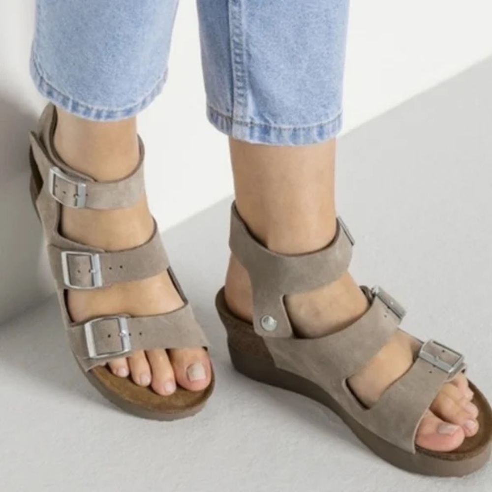 Birkenstock Papillio Taupe Wedge Sandals